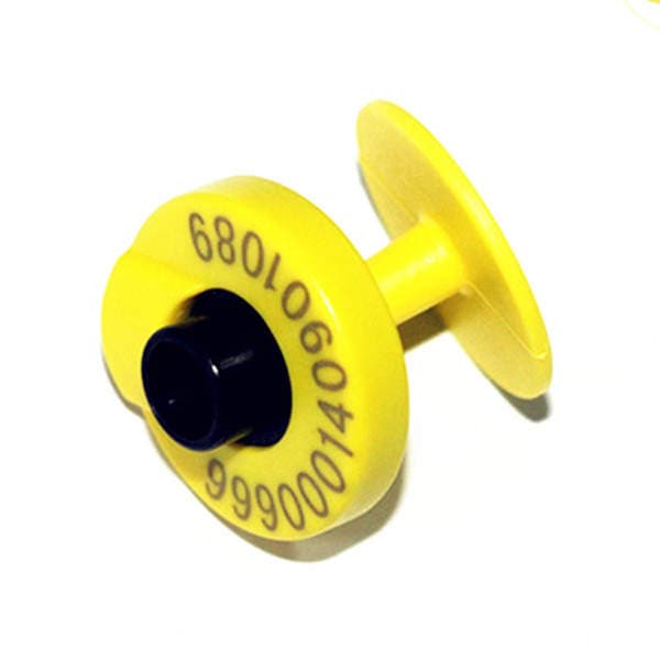 Chapeta electrónica FDX-B amarilla para identificación de ganado en oreja
