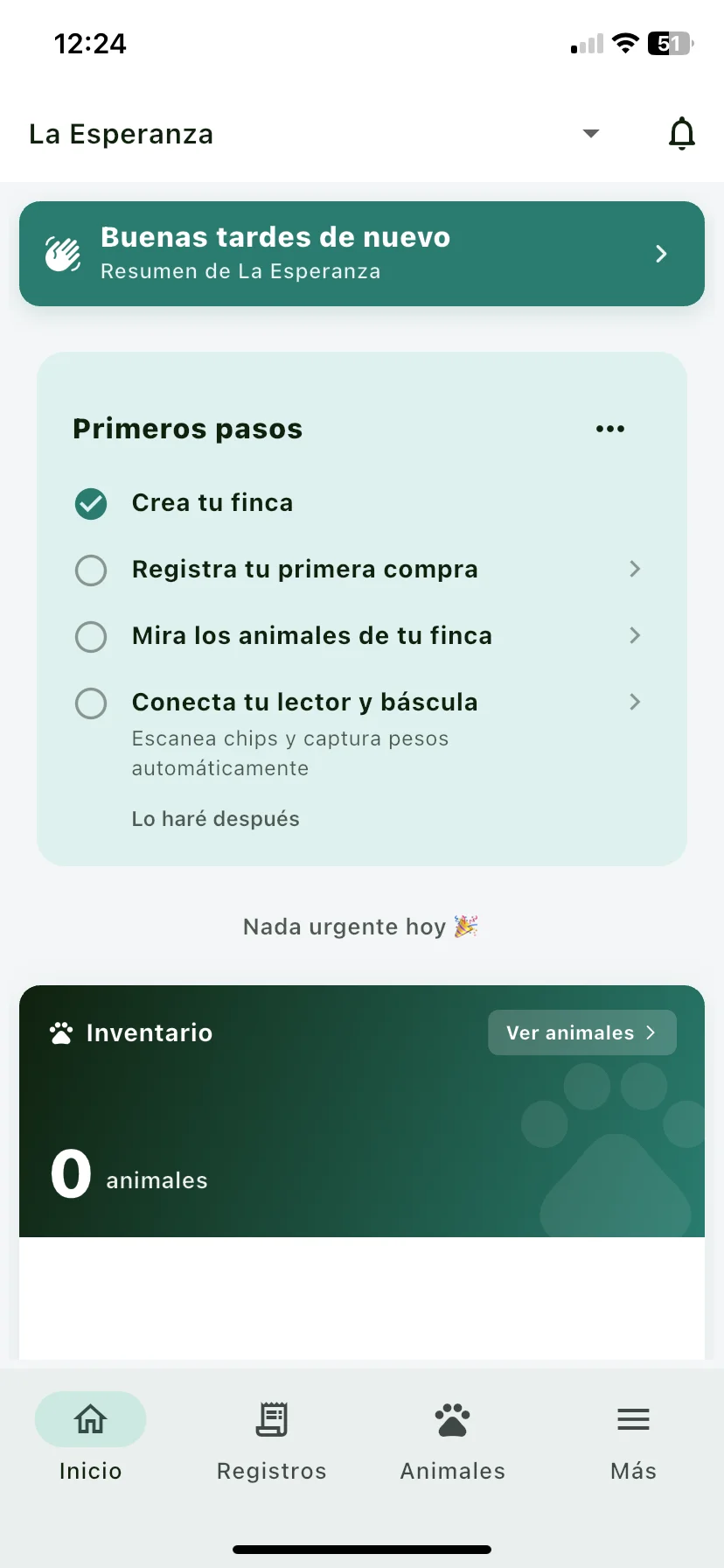 Card Primeros pasos en Inicio con el paso Registra tu primera compra